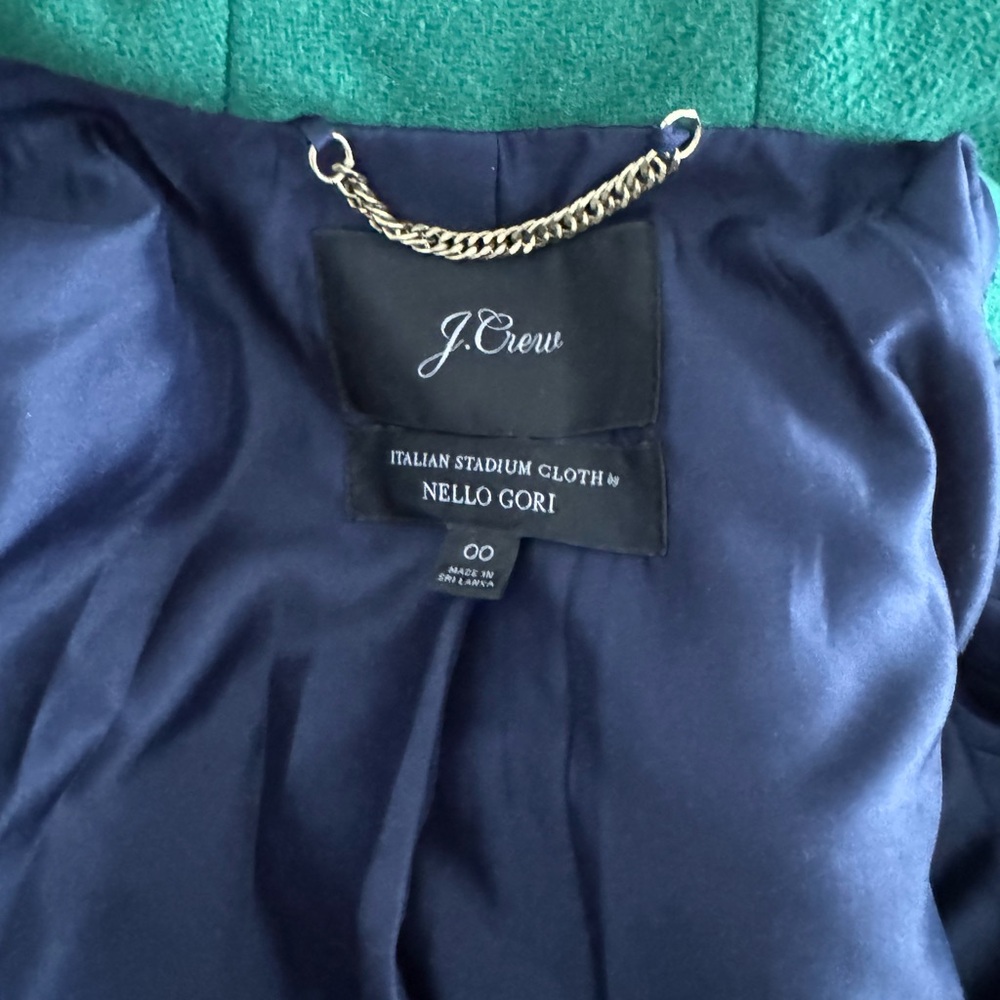 J. Crew Chateau Parka Italian stadium cloth wool meadow green Kelly trim hood 00 - Picture 8 of 11